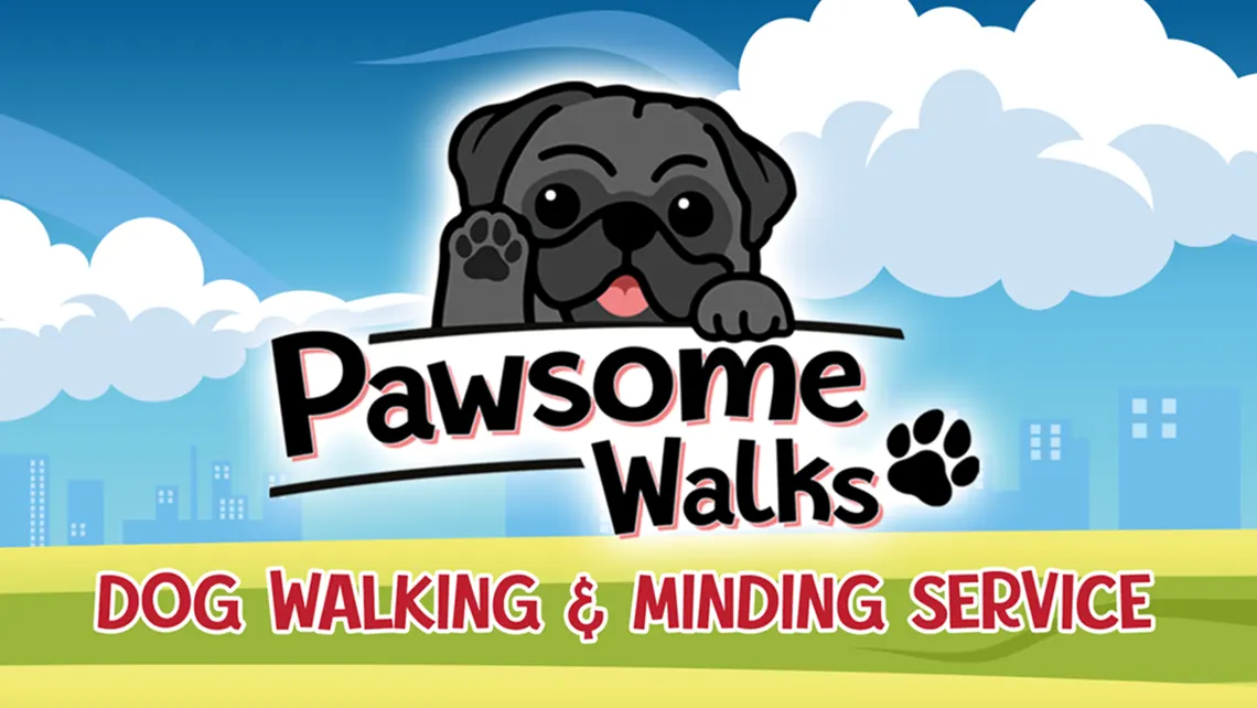 bounce studios logo design pawsome walks logo
